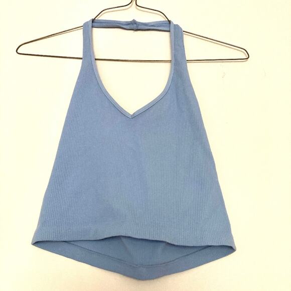 Full tilt Blue ribbed halter crop top size S - Picture 1 of 3
